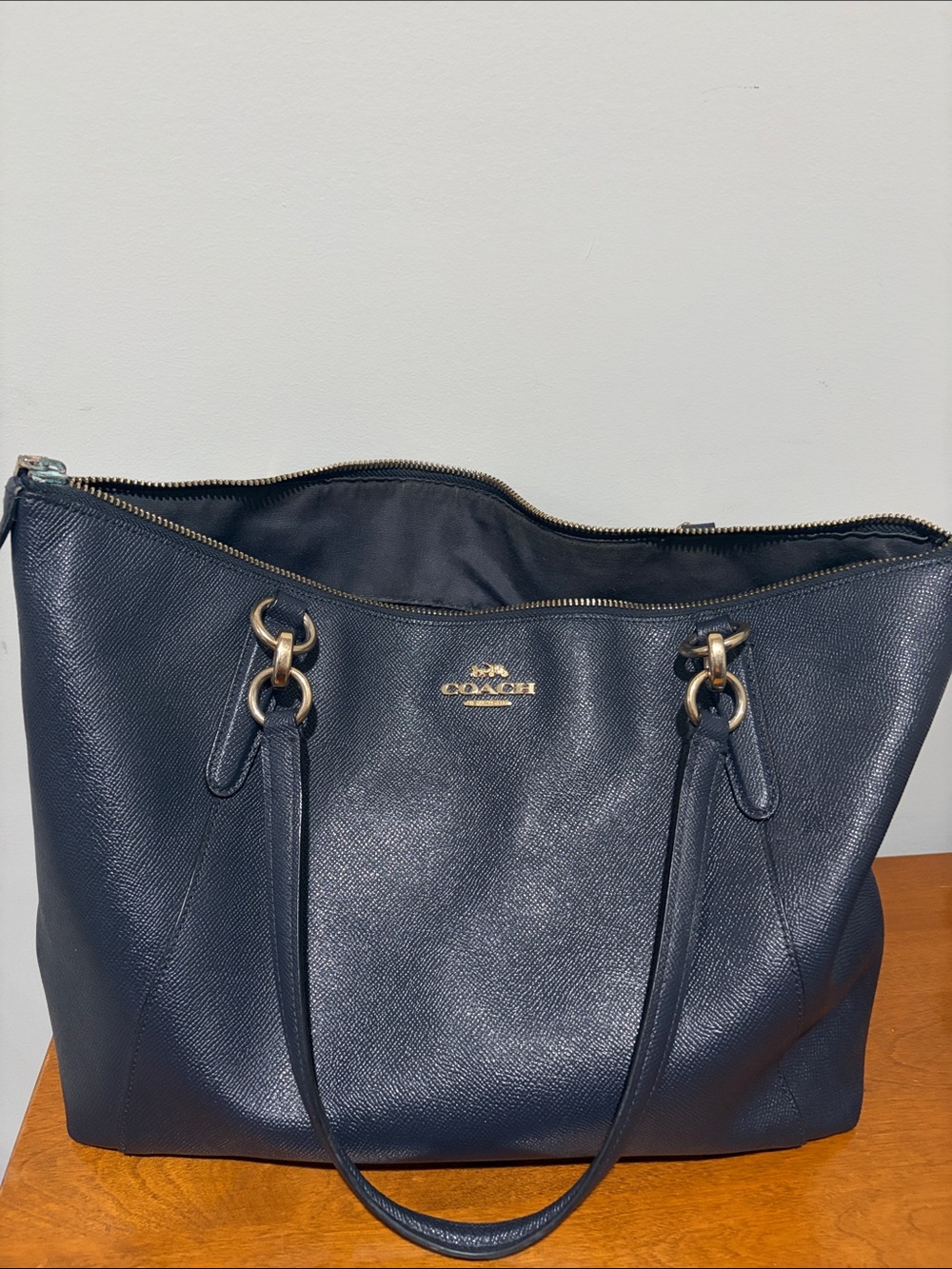 Coach Navy Leather Tote Handbag